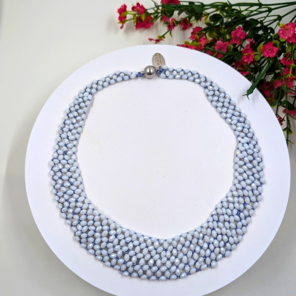 Rush by Denis and Charles Signed Beaded Bib Style Vintage Necklace